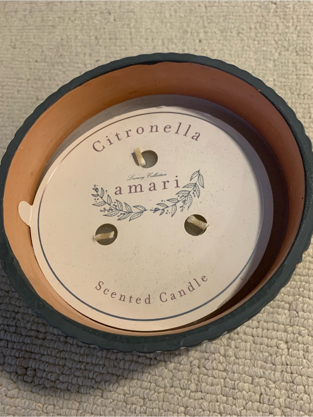 Amari Citronella Scented Candle - Green and Terracotta